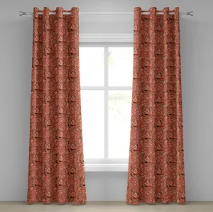 Персиковая штора на люверсах ABAKUHAUS, нарисованная вручную цветочная композиция, яркие цвета, рисунок природы, краткое описание, декоративные двухпанельные шторы, 280 см x 225 см, персиково-оранжево-черный