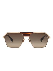 Balmain Eyewear солнцезащитные очки в геометричной оправе, коричневый