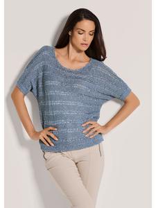 MADELEINE Свитер с ленточным узором и блестящим эффектом дымчато-синего цвета