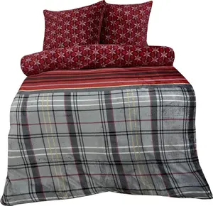 Двустороннее постельное белье с рисунком снежинок - плюшевое постельное белье со скрытой молнией 155x220 см COFI 1453