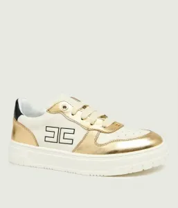 Кожаные кроссовки Elisabetta Franchi, экрю