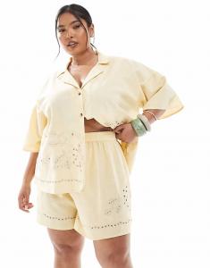 Короткие шорты из соломы с вышивкой Curve Asos Curve