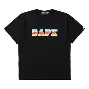 Футболка A Bathing Ape Chest Gradient Alphabet Short Sleeve Tee 'Black', черный