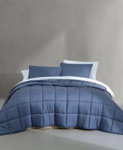 Calvin Klein комплект постельного белья двусторонний с эффектом потертости размер Queen, 7 предметов, серо-синий