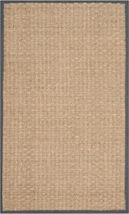 Ковер SAFAVIEH, 77 x 122 см, Natural Fiber Collection, Natural & Dark Grey, Seagrass, Basketweave Pattern with Border (NF114Q)
