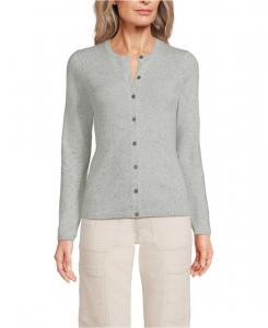 Женский кашемировый кардиган для невысоких женщин Lands' End, Gray/black donegal