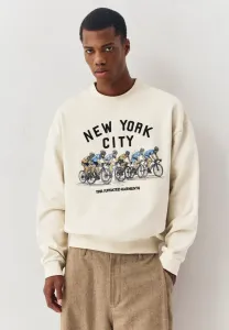 Толстовка с графическим изображением велосипедиста Pull&Bear, Beige