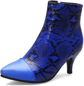 Женские модные ботильоны VOKLIN с острым носком, шпилькой и невысоким каблуком, с боковой молнией, подходящие к платью, Royal Blue-Velvet Lined