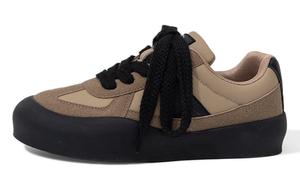 Женские кожаные низкие кеды для скейтборда черно-коричневые Feiyue, Camel