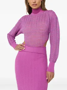 Мини-платье с вырезом и воротником-гольф Hervé Léger, фиолетовый