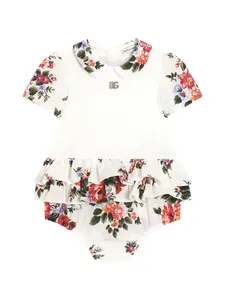 Боди с букетным принтом Dolce & Gabbana Kids, белый