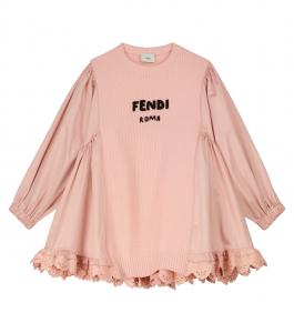 Платье с кружевной отделкой Fendi Kids, Blush