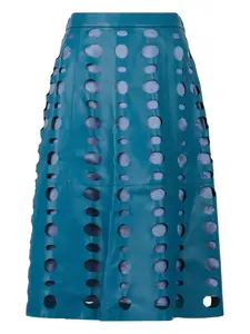 Кожаная юбка миди Marni, синий