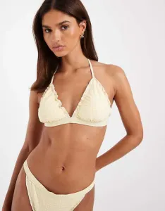 Верх бикини с треугольными чашечками и сборками Vero Moda в желтую клетку с принтом в мелкую клетку