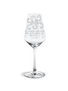 Бокал для белого вина с надписью "Осьминог" на прозрачном фоне Mr. & Mrs. Panda