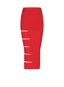 Длинная вязаная юбка с вырезами Balmain, красный