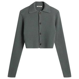 Укороченная вязаная рубашка-кардиган Auralee, серый