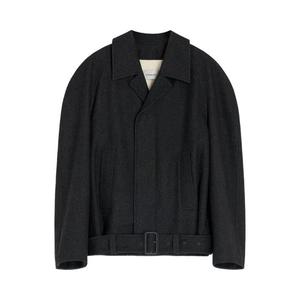 Пальто Lemaire Raglan Sleeve Short Coat, Black/Grey Melange