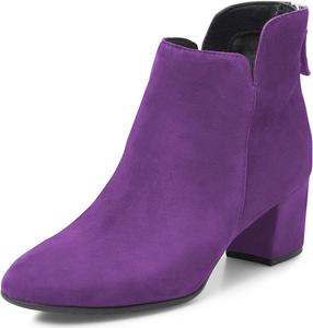 Женские закрытые ботинки Chelsea YDN с круглым носком, низким широким каблуком, зимние рабочие ботильоны, Purple