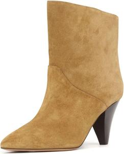 Женские уникальные конусообразные ботильоны на высоком каблуке Maiyang с острым носком, на голенище средней ширины, стильные ботинки для платья или вечеринки, размеры 4-16 США, Pale Brown