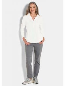 GOLDNER Короткий размер: туника, блузка с короткими рукавами и воротником-стойкой, кремово-белого цвета