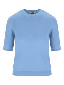 Кашемировый топ с короткими рукавами ALPHA STUDIO, синий