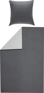 Двустороннее постельное белье антрацитово-серебряное 1x 135x220 см + 1x 80x80 см Erwin Müller