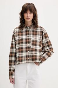 Хлопковая рубашка Guess Jeans, коричневый