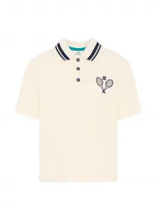 Полосатое вышитое поло Kids Around, бежевый