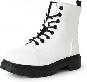 Ботинки J. Adams Harley Combat - повседневные уличные ботильоны на шнуровке, White Vegan Leather