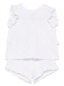 Il Gufo комплект из топа и шортов с цветочной вышивкой, белый