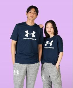 Футболка мужская для тренировок с коротким рукавом и логотипом, бренд Under Armour, цвет темно-синий