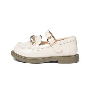 Детские кожаные туфли с противоскользящим износостойким верхом Snoffy, кремовый/белый