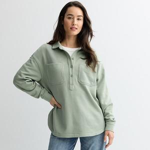 Женский пуловер с воротником из френч терри Sonoma Goods For Life, Madri Green