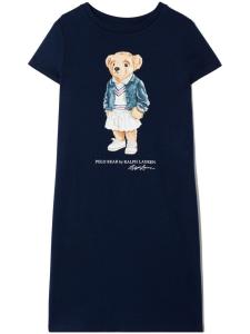 Ralph Lauren платье-футболка с принтом Polo Bear, синий