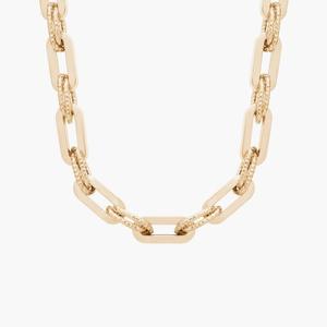 18-дюймовое маленькое ожерелье из витых и полированных смешанных звеньев из итальянского желтого золота 14 карат (5,5 мм) Blue Nile