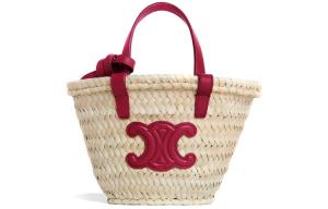 CELINE TEEN BUCKET Сумка-шоппер из пальмовых листьев Миниатюрная женская сумка через плечо Красная