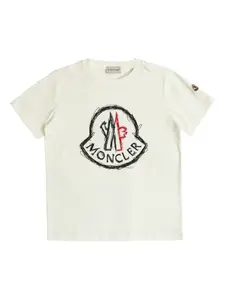 Футболка с нашивкой-логотипом Moncler Enfant, белый