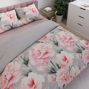 Комплект постельного белья MARIGOLD 220x200 см - сатиновый хлопок, цветочный узор в розовых тонах MARKIZETA HOME