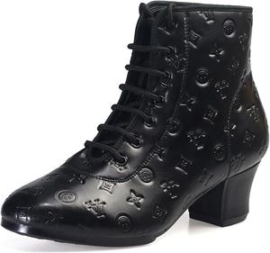 Женские латинские танцевальные туфли с каблуком 5 см, на шнуровке, бальные танцевальные туфли, удобные и поддерживающие каблуки для сальсы, для практики и преподавания Hiuzylqx, черный