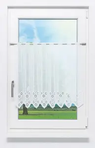 Штора для кафе , ромбовидный узор (Ш x В) 187 см * 60 см, белая/чисто-белая Lysel