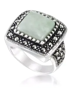 Квадратное кольцо с нефритом (11 x 11 мм) и марказитом из стерлингового серебра Macy'S, jade