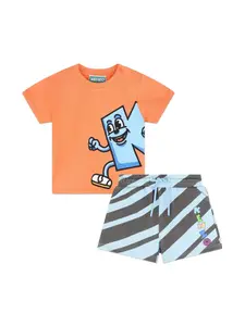 Комплект из футболки и шортов с принтом Kenzo Kids, синий