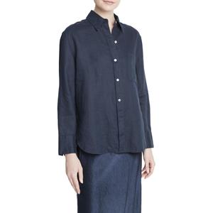 Простая льняная рубашка VINCE, серо-голубой