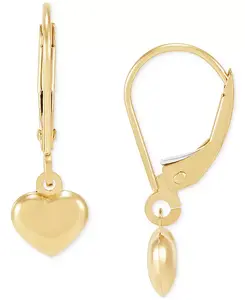Маленькие серьги-сердечки из 14-каратного желтого золота Macy'S, gold