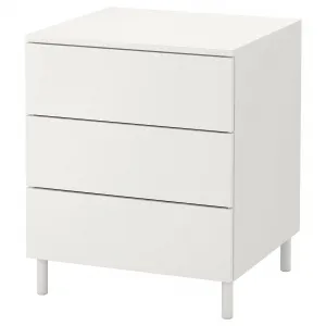 Комод с 3 ящиками, белый, 60х55х73 см, PLATSA/FONNES IKEA