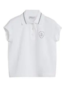 Рубашка поло с логотипом Brunello Cucinelli Kids, белый