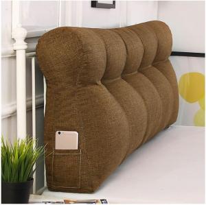 Треугольная подушка для изголовья кровати со съемным чехлом, треугольная подушка для чтения, однотонная клиновидная подушка для изголовья кровати, дивана, спальни (Цвет: Кофейный, Размер: 120 * 20 * 50 см) COZMAX, Coffee