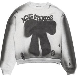 Свитшот с принтом Acne Studios, светло-heather серый