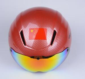 HEAD Шлем для фигурного катания и конькобежного спорта Liyang New Professional, черный, красный карбоновый принт, съемный козырек, размер 55-61 см